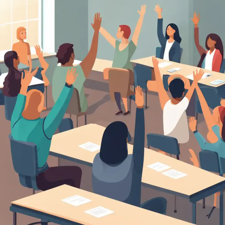 Visual representation of "hands up!" - A way to get someone's attention or ask for volunteers, often used in classrooms or meetings.