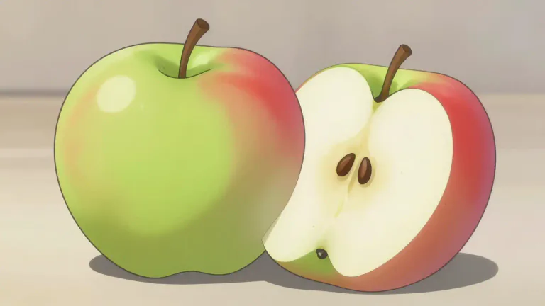 Visual representation of "apple" - A round fruit with firm, white flesh and a green, red, or yellow skin.