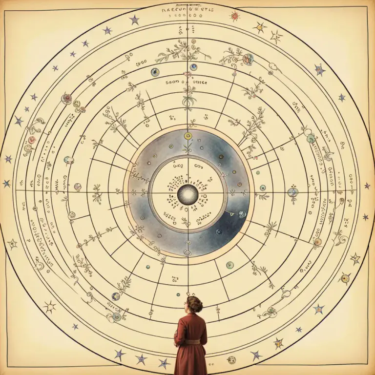 Visual representation of "horoscope" - A diagram of the positions of the planets and stars at a given moment, such as someone's birth, used by astrologers.