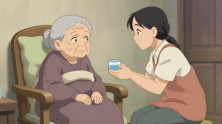 Visual representation of "dotage" - The period of life when a person is old and weak, or the quality of being old and weak