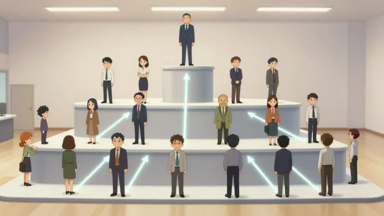 Visual representation of "hierarchal" - Relating to or arranged in a hierarchy.