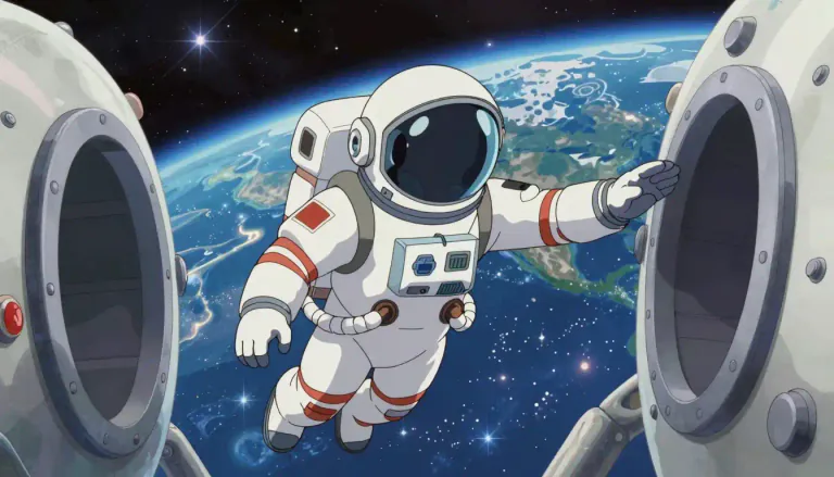 Visual representation of "spaceman" - A person who travels in space.