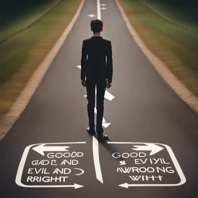 Visual representation of "black and white" - Involving or presented as only good and evil, or right and wrong, without any shades of grey.