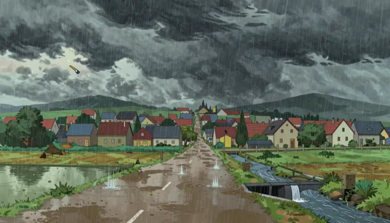 Visual representation of "rainfall" - The amount of rain that falls in a certain area in a certain period of time.