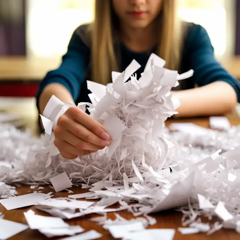 Visual representation of "rip up" - To tear something into small pieces