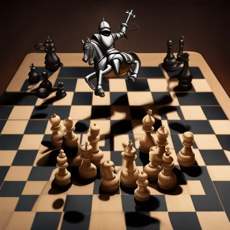 Visual representation of "knight" - In chess, a piece that moves in an L shape.
