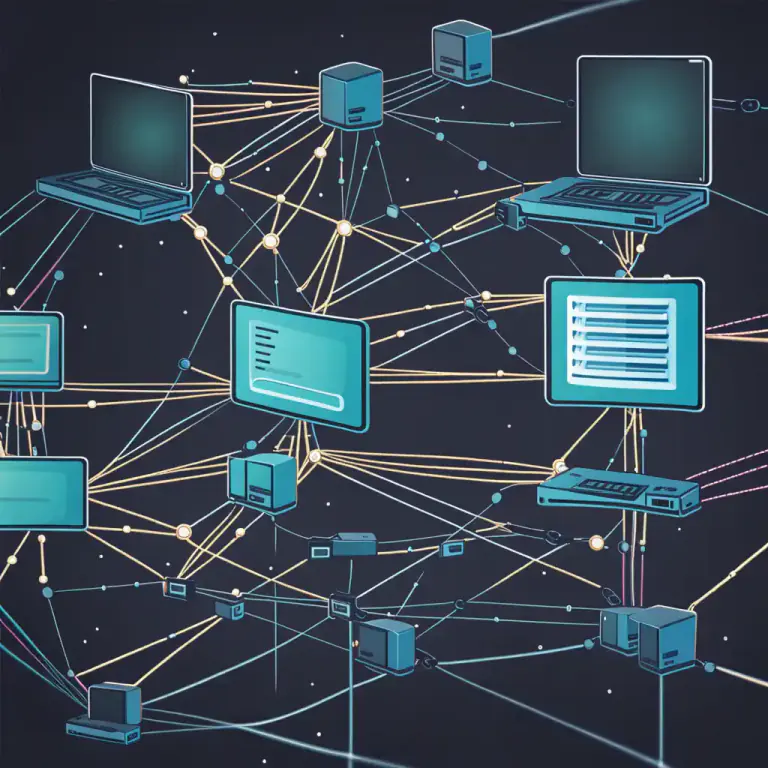 Visual representation of "distribute" - In computing, to allocate tasks among multiple computers.