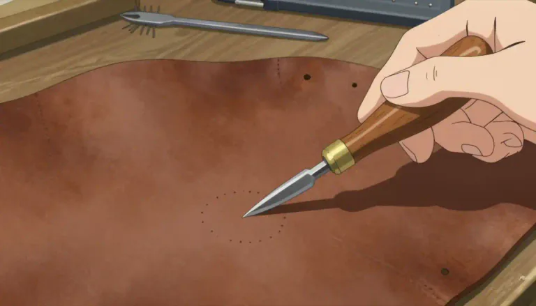 Visual representation of "awl" - A small pointed tool used for piercing holes in leather, wood or other materials