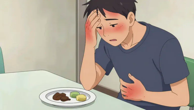 Visual representation of "pellagra" - A disease caused by not having enough niacin or tryptophan in your diet.