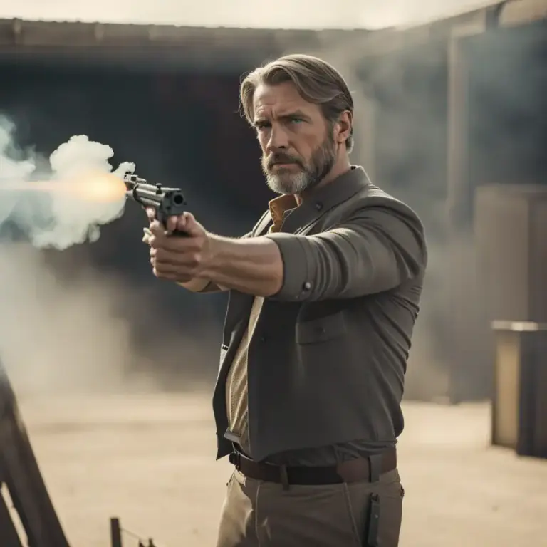 Visual representation of "shoot off" - To shoot a firearm