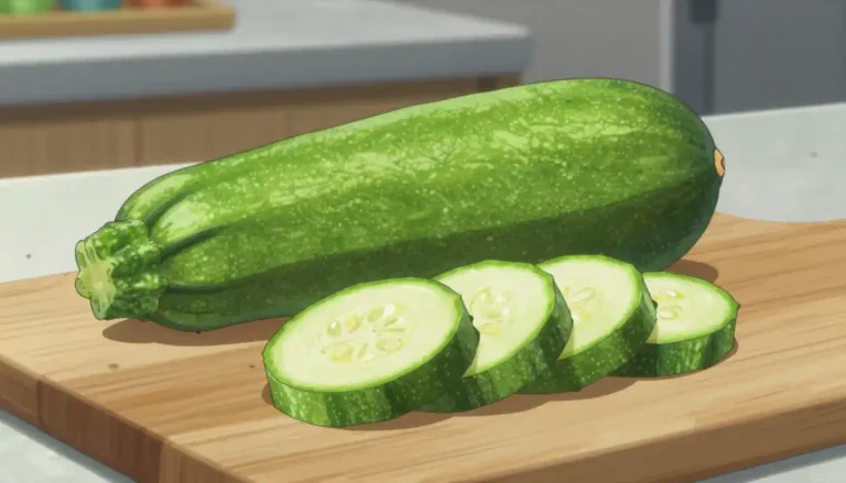 Visual representation of "zucchini" - A green vegetable, similar to a cucumber, that is often used in cooking