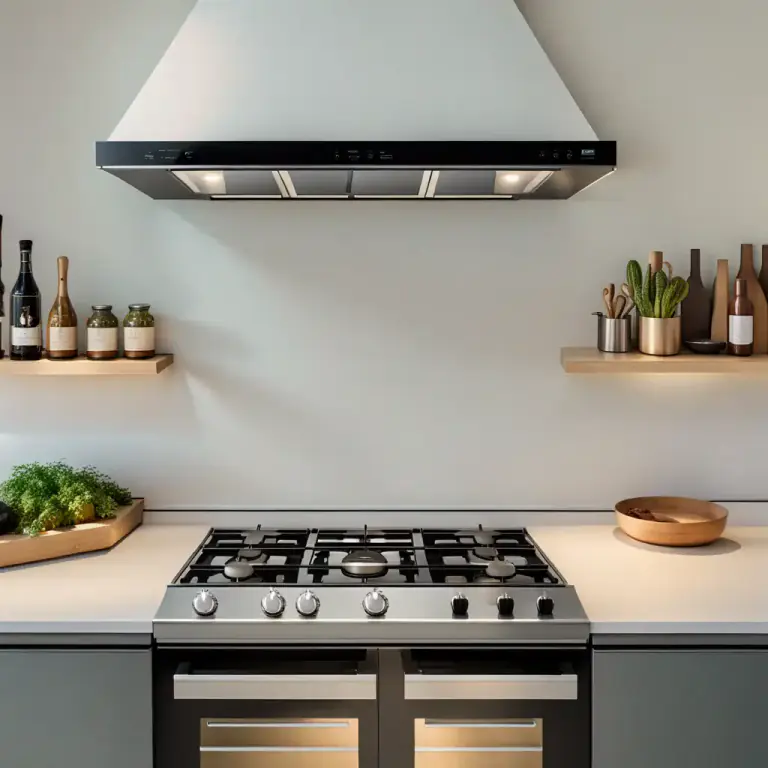 Visual representation of "cooker" - In British English, a set of burners used for cooking, also including an oven below.