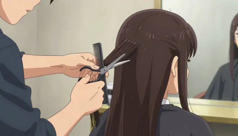 Visual representation of "haircut" - The act or result of cutting and shaping someone's hair.