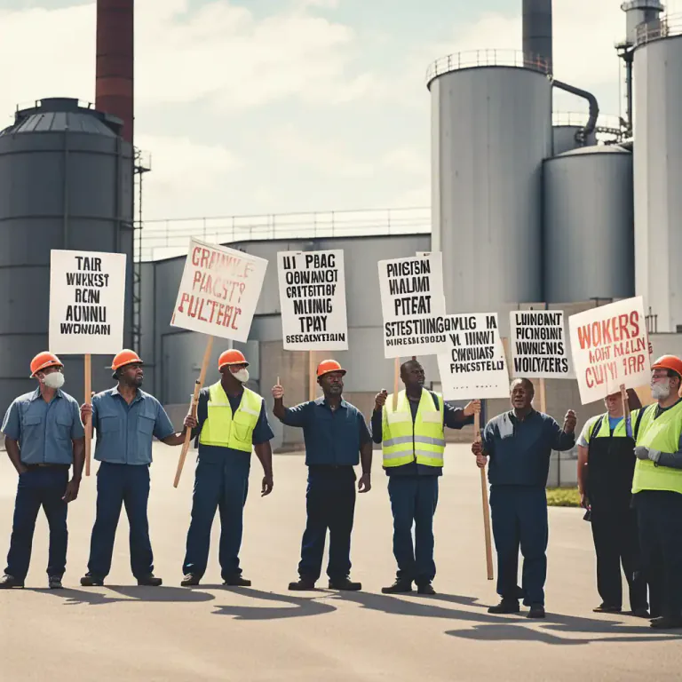 Visual representation of "picket" - A group of people standing or marching near a place as a form of protest