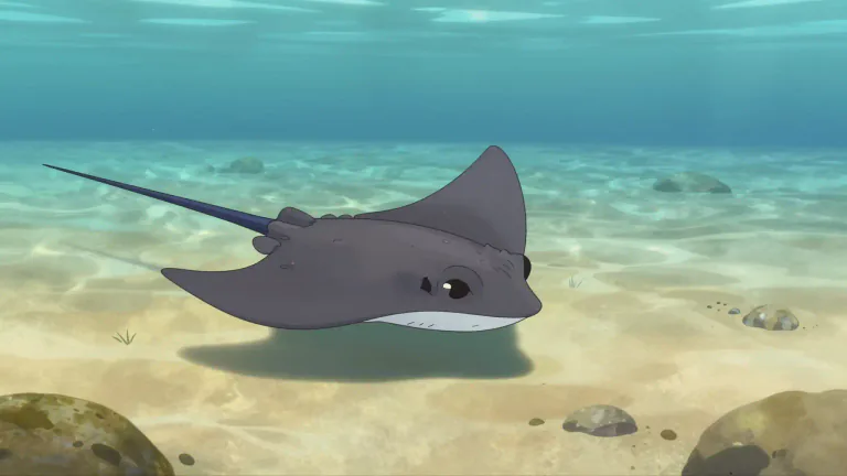 Visual representation of "stingray" - A stingray is a type of fish with a flat body and long tail, often found in warm coastal waters.