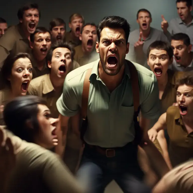 Visual representation of "put the fear of God into somebody" - To scare someone very much, often to influence their behavior or attitudes.