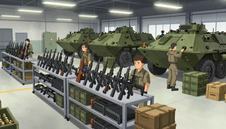 Visual representation of "armament" - Military weapons and equipment