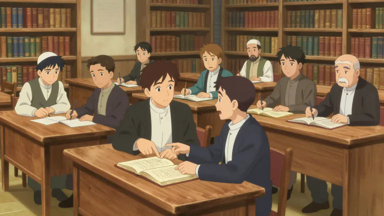 Visual representation of "yeshiva" - A yeshiva is a traditional Jewish school where religious texts, primarily the Torah and Talmud, are studied.