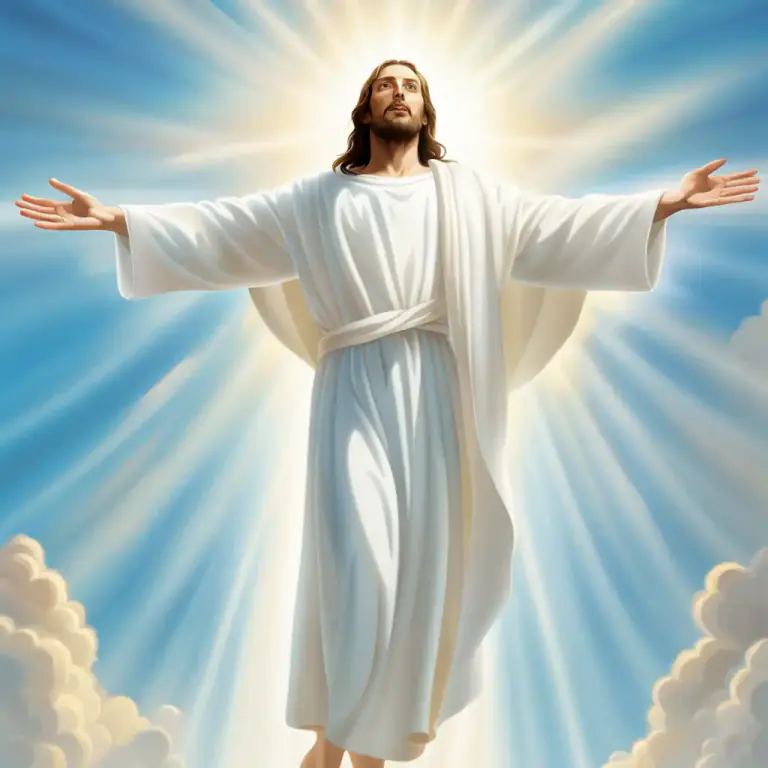 Visual representation of "ascension" - The event of Jesus Christ rising to heaven after his death.