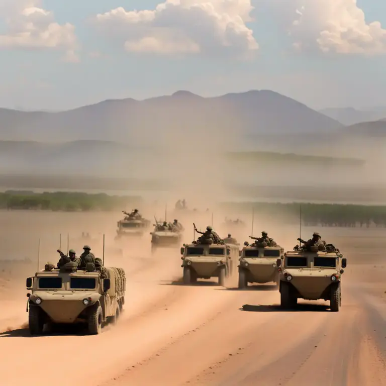 Visual representation of "convoy" - To travel or accompany someone or something in a group for protection or support.