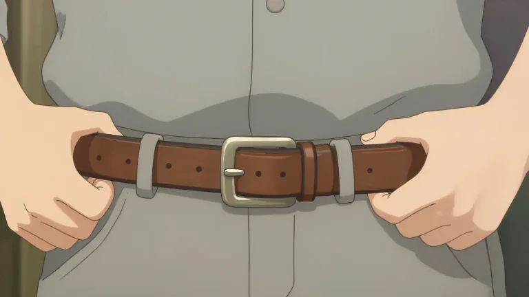 Visual representation of "belt" - a band or strip of material such as leather or cloth worn around the waist