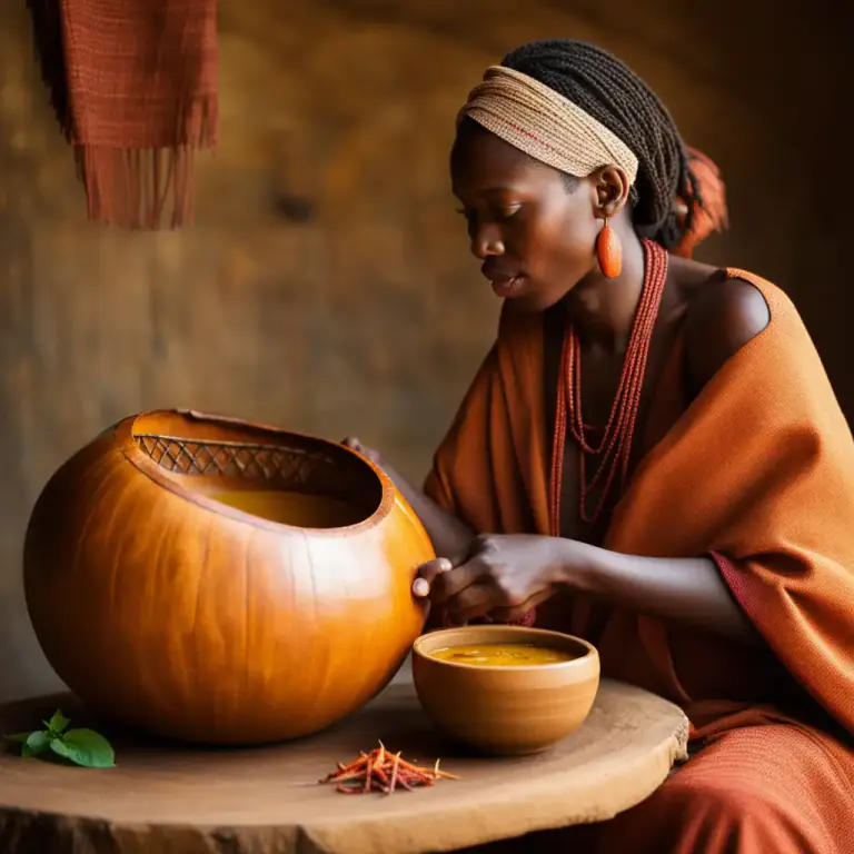 Visual representation of "calabash" - The dried hollow shell of a fruit from calabash plant used as a bowl or container.