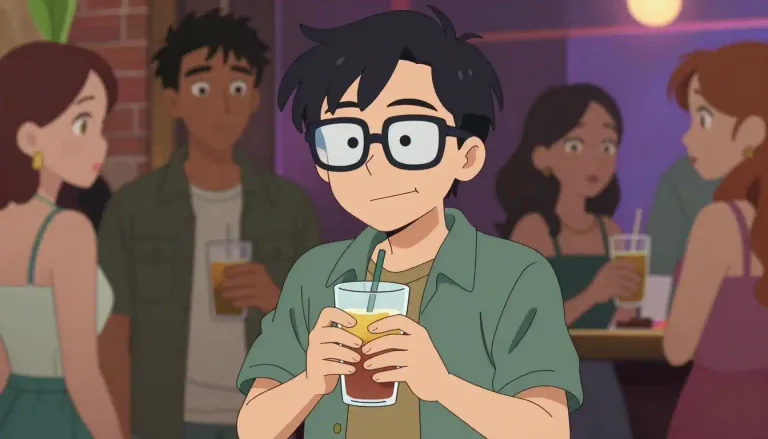 Visual representation of "dorky" - Looking or behaving in a way that is socially awkward or not fashionable.