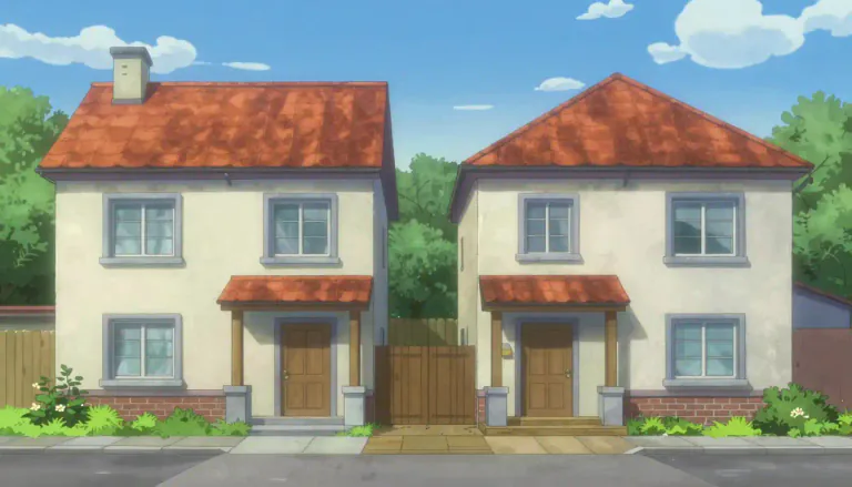 Visual representation of "duplex" - A building that is divided into two separate homes.