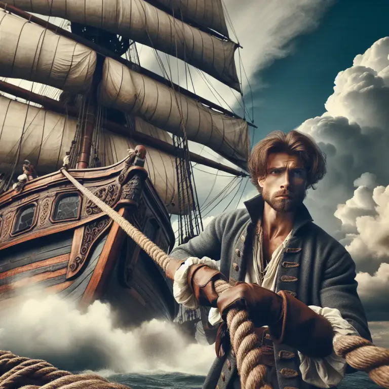 Visual representation of "bowline" - Rope used in a ship, especially one of the main ropes attached to the bow