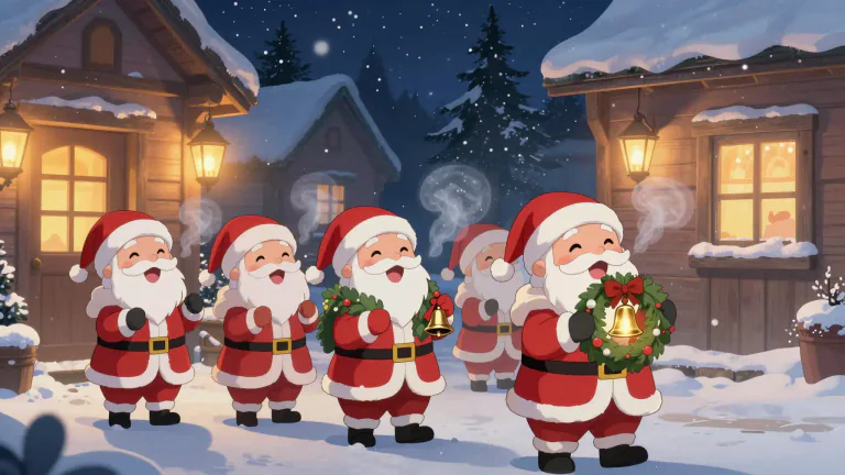 Visual representation of "wassailer" - A person who sings Christmas carols in a loud and joyful manner, typically while going from house to house.
