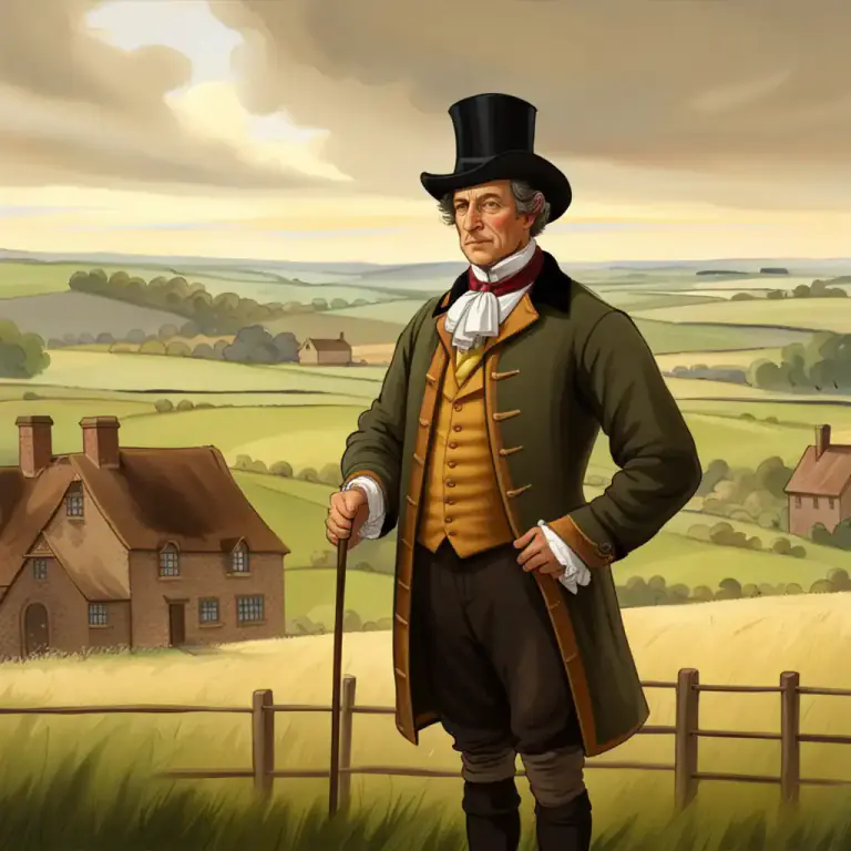 Visual representation of "squire" - An english gentleman who owns most of the land in a rural area.