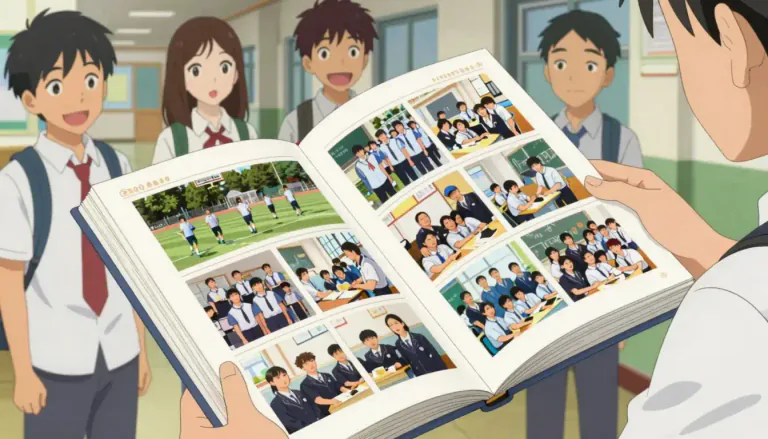 Visual representation of "yearbook" - A book that is published once a year, showing the activities of a school or a club for the past year.