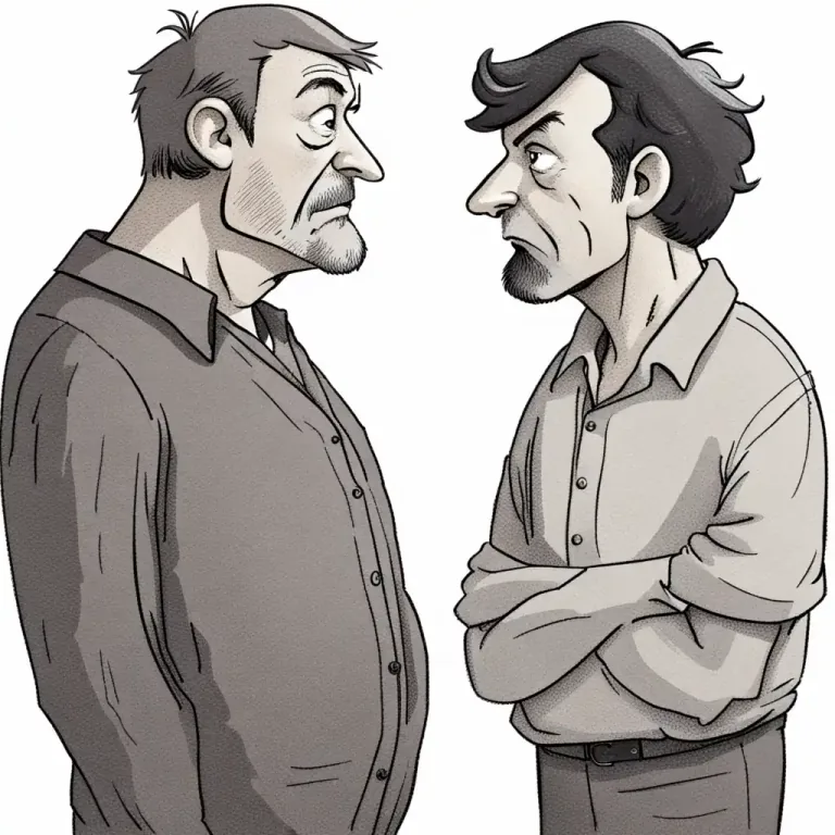 Visual representation of "from father to son" - Used to describe a situation where characteristics, both good and bad, are similar or identical in a man and his son.