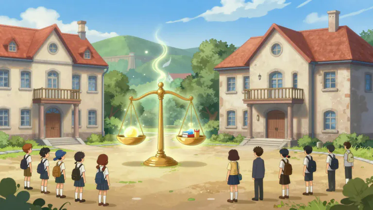 Visual representation of "equalization" - The act of making things equal or the state of being equal