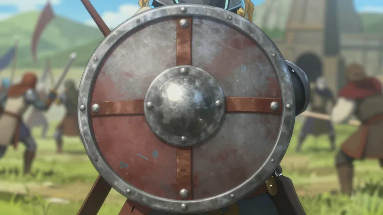 Visual representation of "buckler" - A small round shield held in the hand to protect against blows.