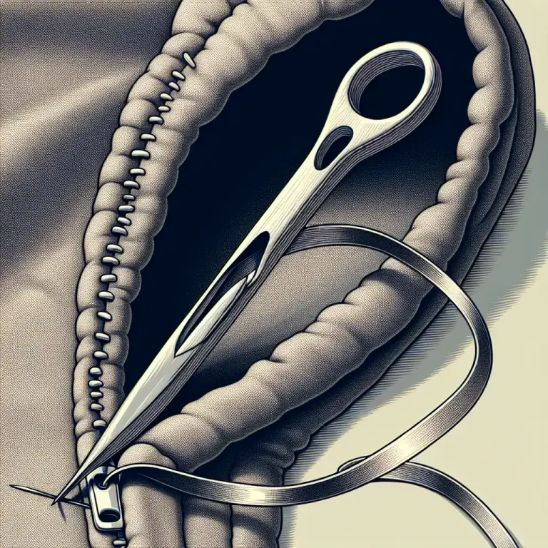 Visual representation of "bodkin" - A blunt needle with a large eye for threading ribbon or cord.