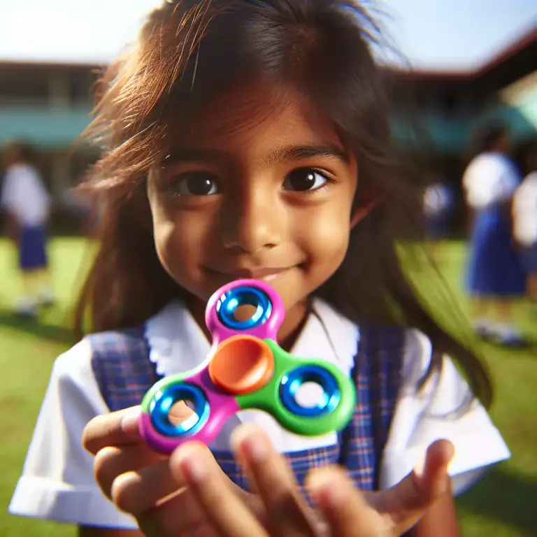 Visual representation of "spinner" - A small gadget with parts that spin, usually held in one hand for amusement or stress relief.
