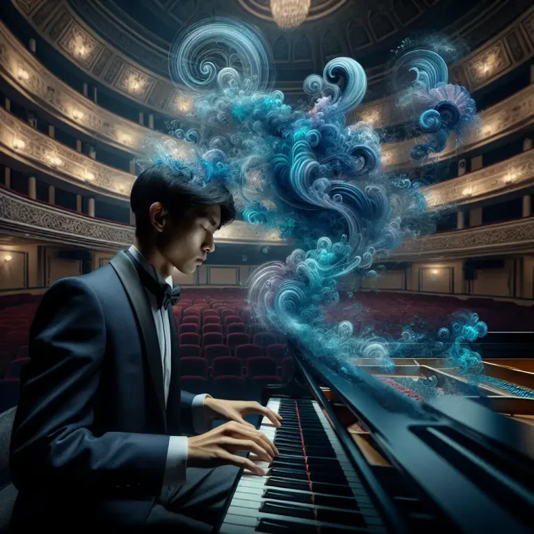 Visual representation of "rhapsody" - A piece of music with no fixed form and often intense emotional expression