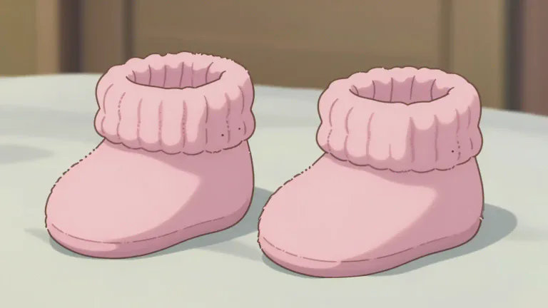 Visual representation of "bootee" - A soft shoe, typically knitted, for a baby.