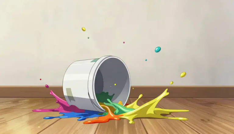 Visual representation of "spatter" - To make drops of liquid fly in different directions.