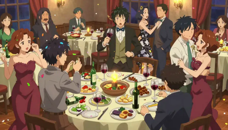 Visual representation of "orgy" - A wild party with a lot of alcohol, food, and often sexual activity
