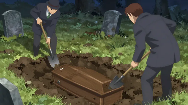 Visual representation of "disinter" - To dig up something, especially a dead body, from the ground