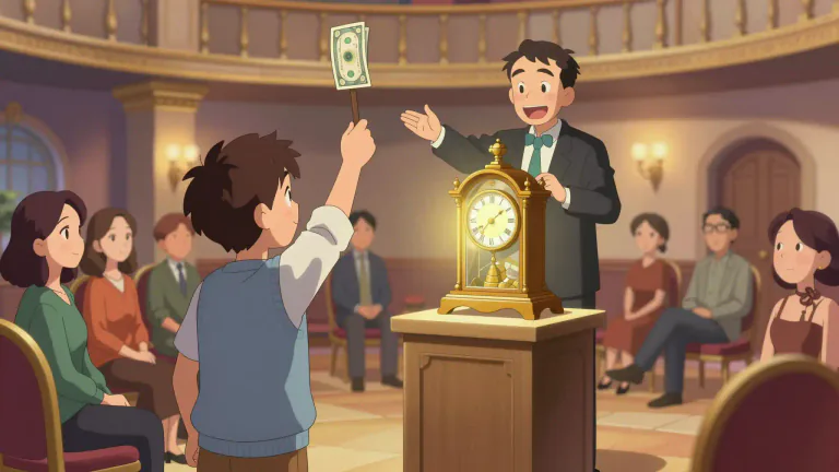 Visual representation of "bid" - To offer a certain amount of money for something, especially at an auction