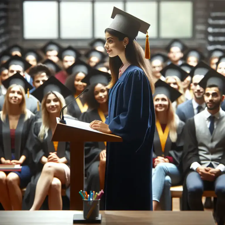 Visual representation of "valediction" - A farewell speech or address, especially one given at a graduation ceremony