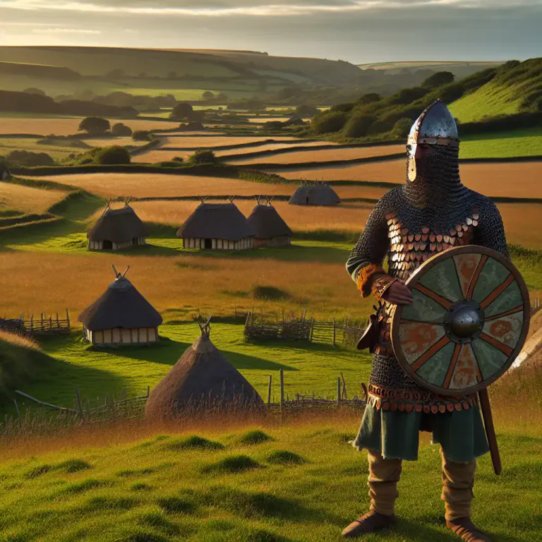 Visual representation of "saxon" - A person originating from the English region of Saxony, also known as a inhabitant of Sussex, Essex, or Wessex. From around the 5th century to 11th century.
