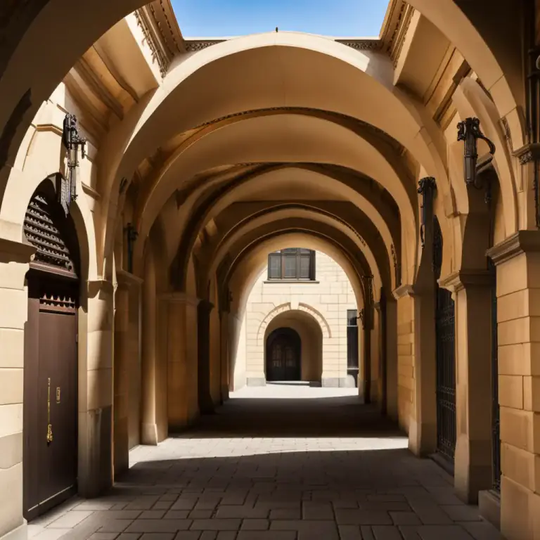 Visual representation of "arcade" - An architectural feature that resembles a covered passage