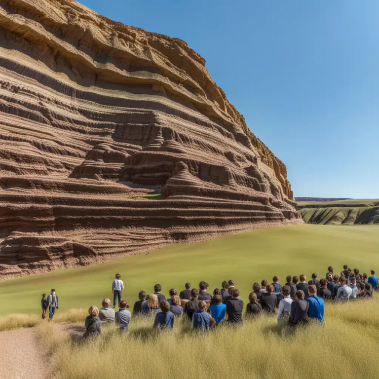 Visual representation of "formation" - A natural or artificial feature on the earth's surface such as rock or sand layer.