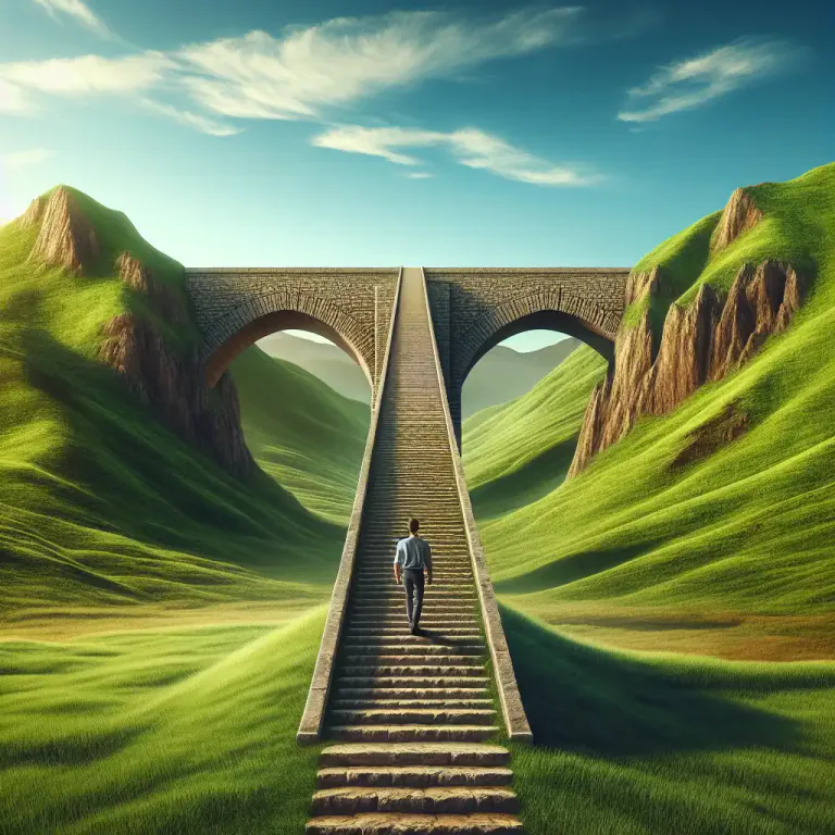 Visual representation of "intermediate" - Acting as a bridge or link between two things
