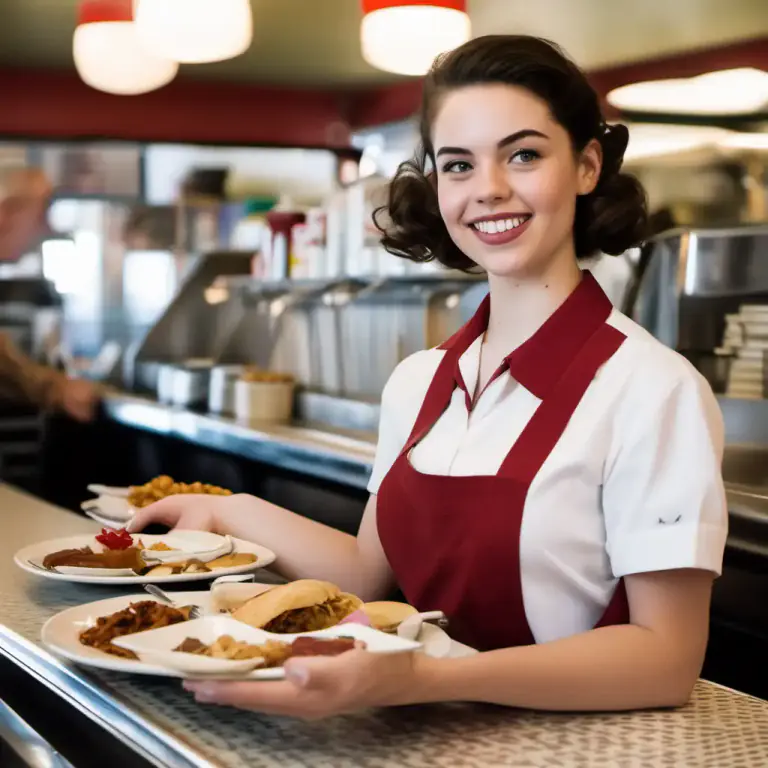 Visual representation of "wait tables" - To serve food or drinks as a job in a restaurant or cafe