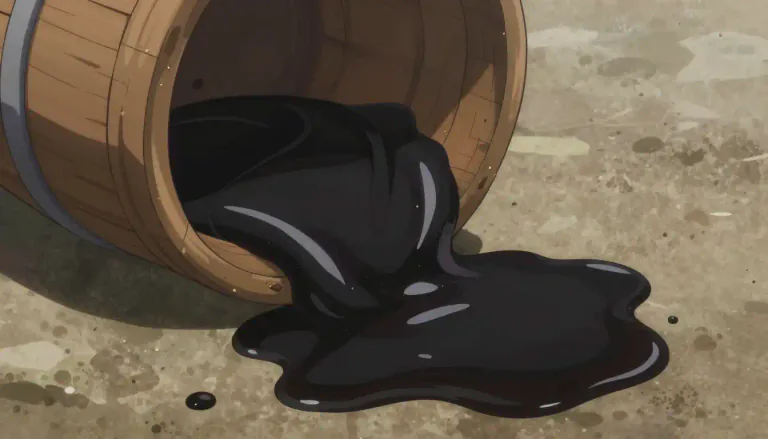 Visual representation of "tar" - A thick, sticky, dark colored material made from coal or wood